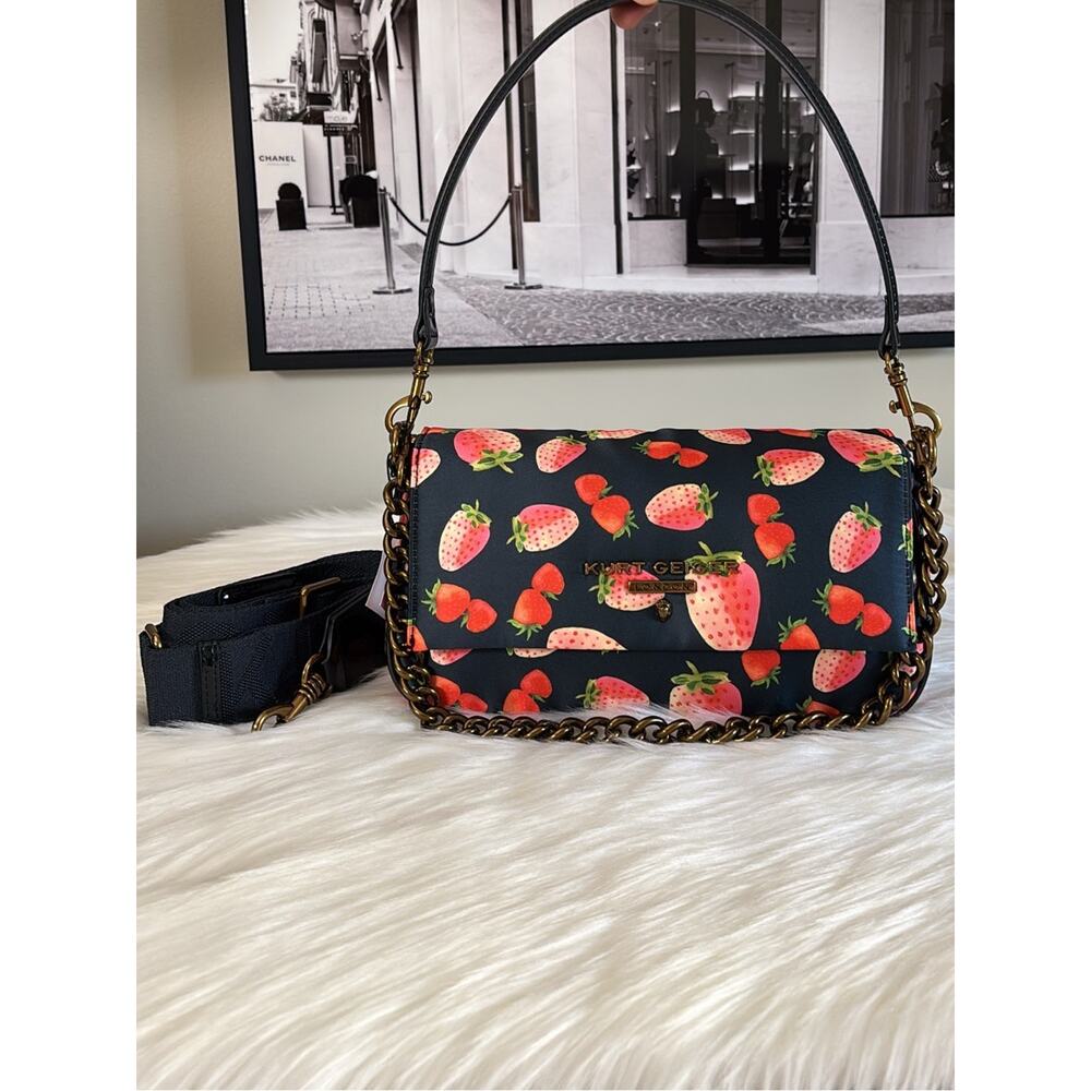 Kurt Geiger London Navy Strawberry Print Shoulder Crossbody Bag – - Picture 3 of 9